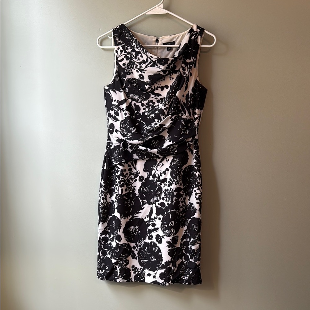 Ann Taylor Black and White Sheath Midi Dress